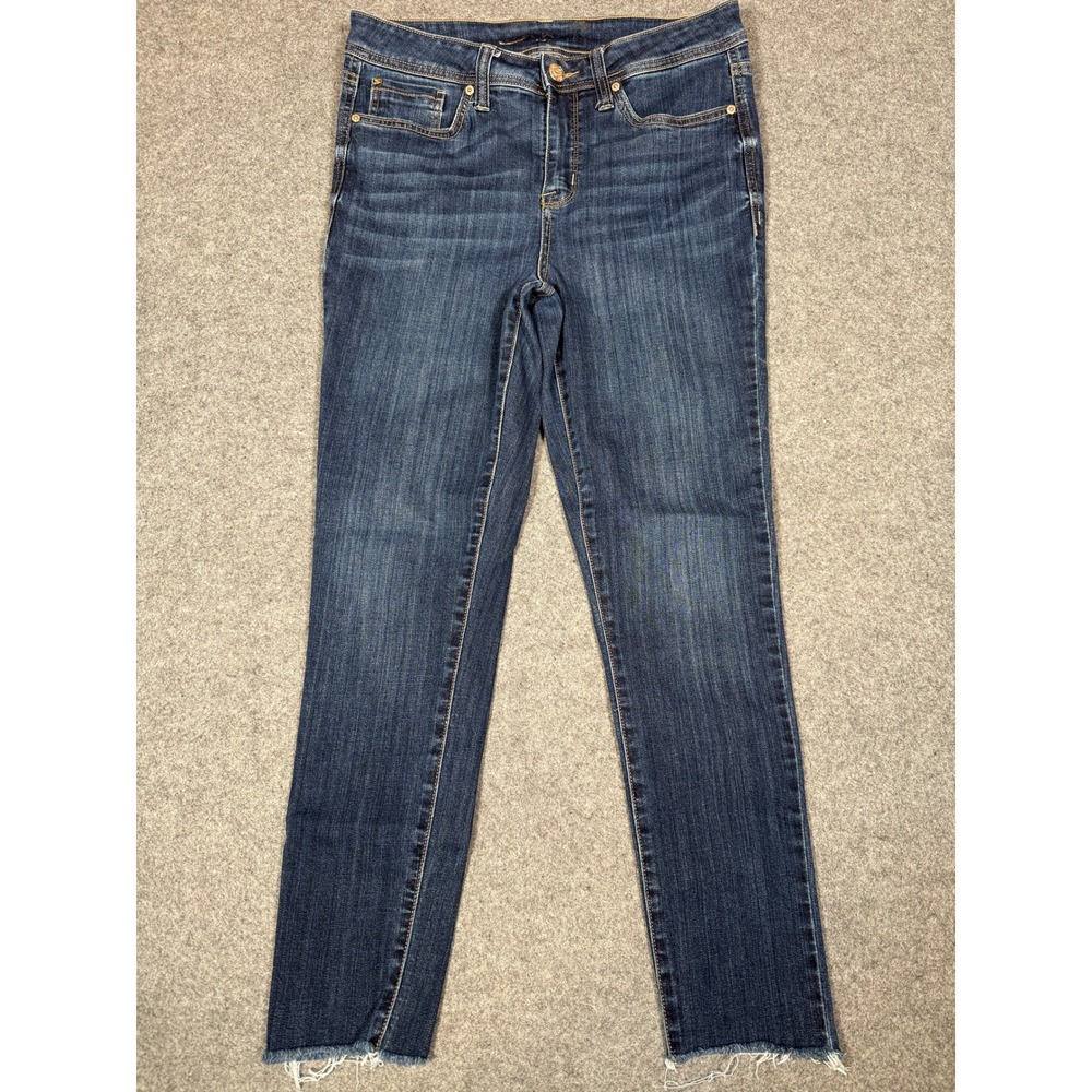 Seven7 Madison Skinny Jeans Soul Indigo Raw Hem High Rise Women Size 8 MY1756SO